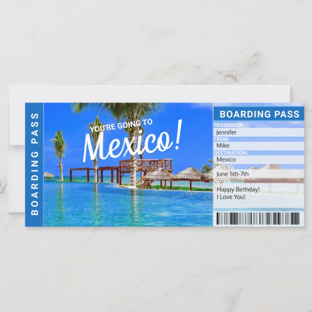 Mexico Surprise Trip Boarding Pass Ticket (Front)