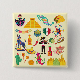 Mexico Symbols 15 Cm Square Badge