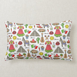 Mexico   Symbols Pattern Lumbar Cushion