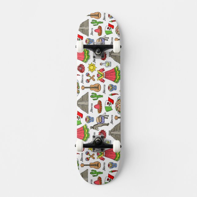 Mexico | Symbols Pattern Skateboard (Front)