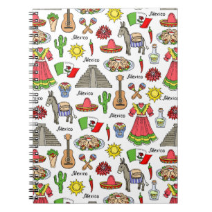 Mexico   Symbols Pattern Spiral Notebook