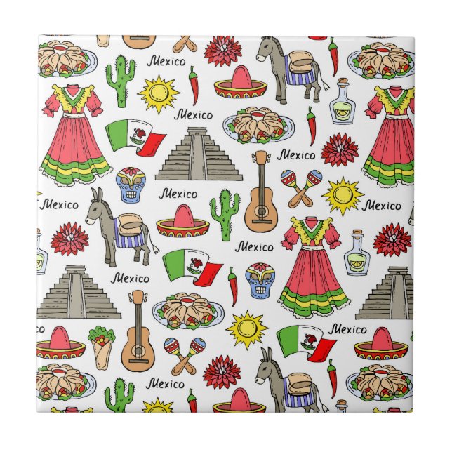 Mexico | Symbols Pattern Tile (Front)