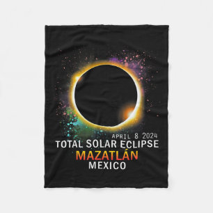 Mexico Total Solar Eclipse 2024 Fleece Blanket
