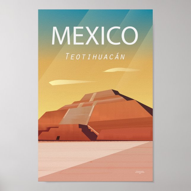 Mexico  travel poster  Teotihuacan Pyramid (Front)