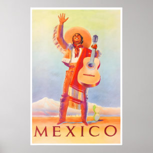 Mexico Travel Poster Vintage Print Mexican