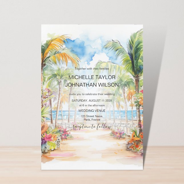 Mexico Tropical Beach Destination Wedding Invitation (Creator Uploaded)