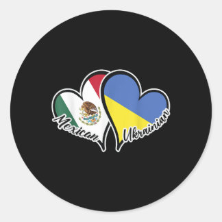 Mexico Ukraine Flag Heart Half Mexican Half Classic Round Sticker