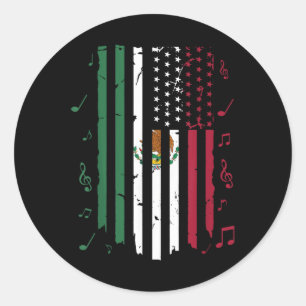 Mexico Us Flag Patriot Mexican Flag American Flag  Classic Round Sticker
