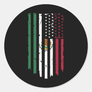 Mexico Us Flag Patriot Mexican Flag American Flag  Classic Round Sticker