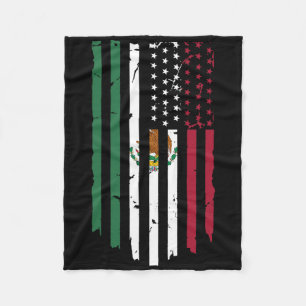 Mexico Us Flag Patriot Mexican Flag American Flag  Fleece Blanket