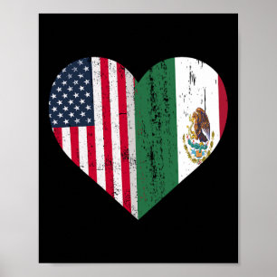 Mexico Us Flag Patriot Mexican Flag American Flag Poster