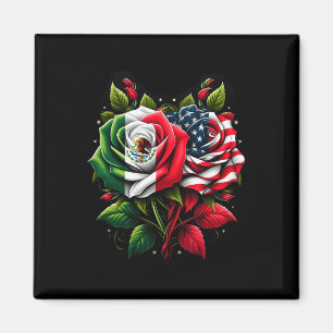 Mexico Usa Flag Mexican Flag American Flag Rose Fl Magnet
