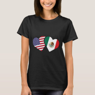 Mexico Usa Flag T Shirt Heart Mexican American Lov