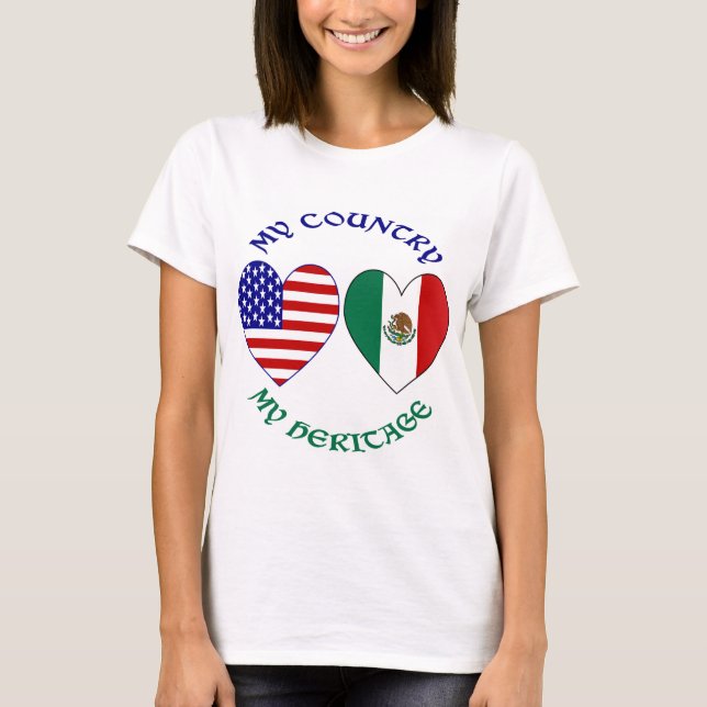 Mexico USA My Country My Heritage T-Shirt (Front)