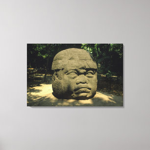 Mexico, Villahermosa, giant Olmec head, La Venta Canvas Print