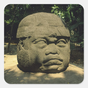 Mexico, Villahermosa, giant Olmec head, La Venta Square Sticker