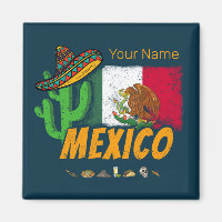 Mexico Vintage Cactus With Flag Sombrero Souvenir