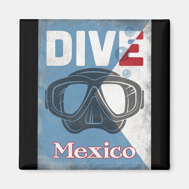Mexico Vintage Scuba Diving Mask Magnet (Front)