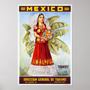 Mexico Vintage Travel Poster Restored