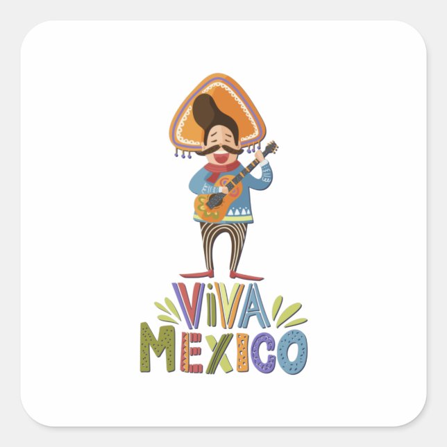 Mexico - Viva Mexico Singer - light Square Sticker (Front)