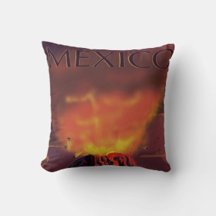 Mexico Volcano Travel Poster Cushion