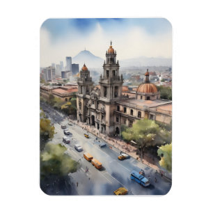 Mexico watercolor art magnet