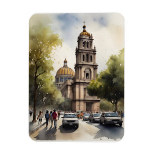 Mexico watercolor art magnet