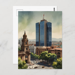 Mexico watercolor art postcard