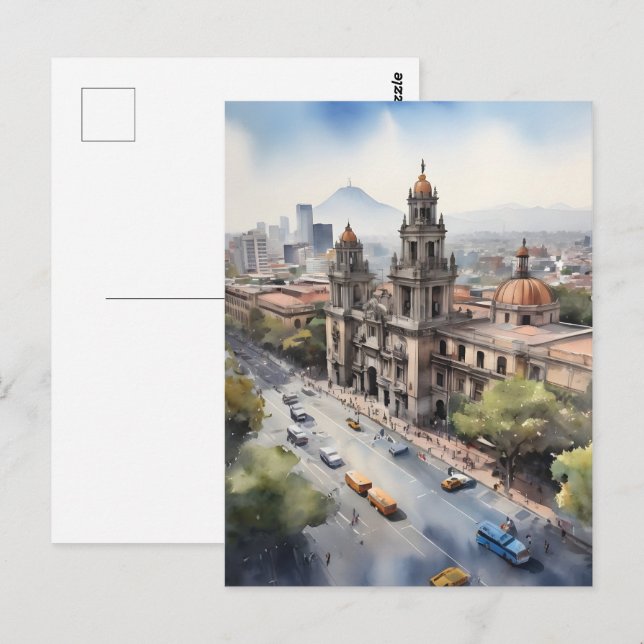 Mexico watercolor art postcard (Front/Back)