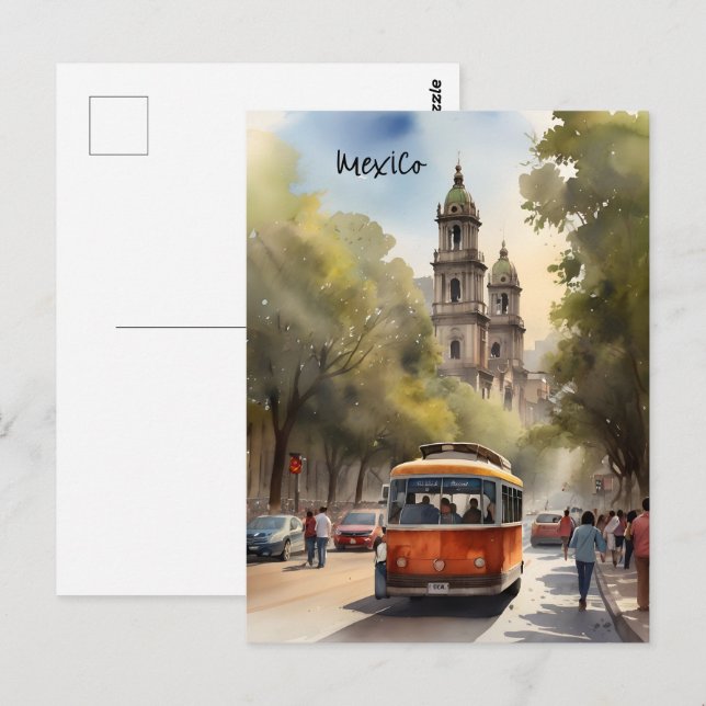 Mexico watercolor art postcard (Front/Back)