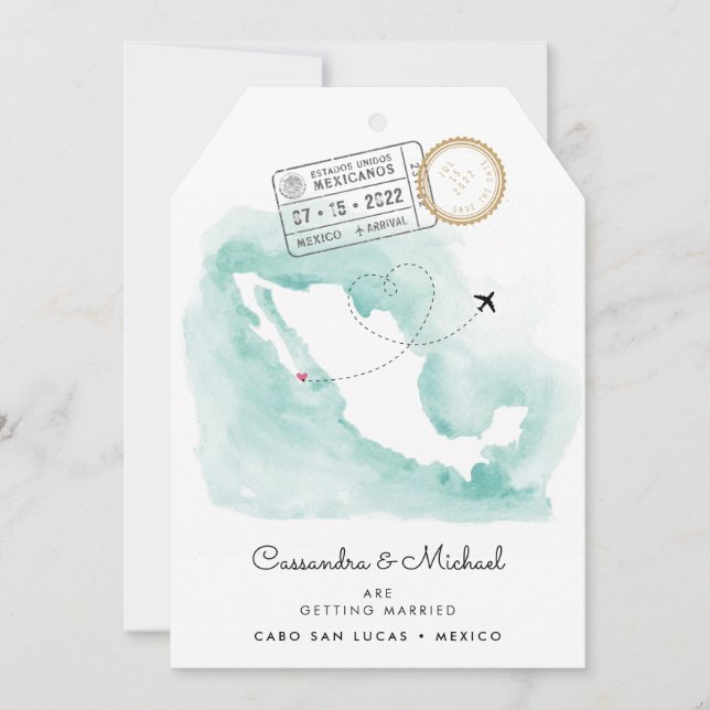Mexico Watercolor Map | Cabo | Destination Wedding (Front)