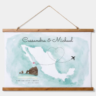 Mexico Watercolor Map Cabo Destination Wedding Hanging Tapestry