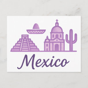 Mexico Watercolor • Minimalist Line Art Mexico Postcard