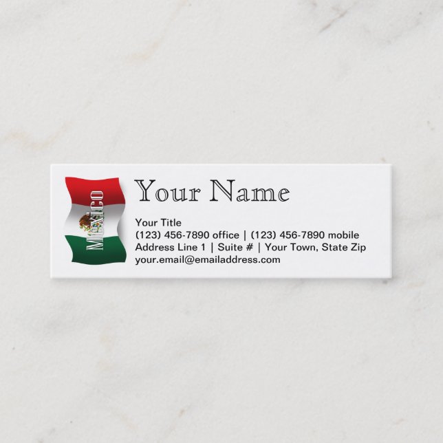 Mexico Waving Flag Mini Business Card (Front)