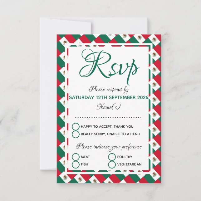 MEXICO Wedding Celebration RSVP Card (Front)