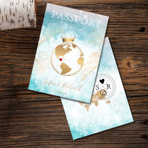 Mexico Wedding Destination Passport World Map Inv Invitation