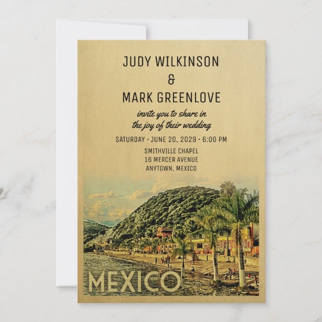 Mexico Wedding Invitation Vintage Mid-Century (Front)