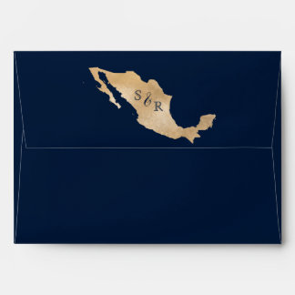 Mexico Wedding Passport Gold World Map Envelope