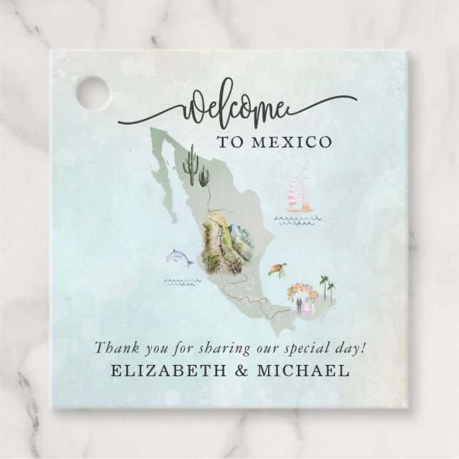 Mexico Wedding Welcome Gift Tags (Front)