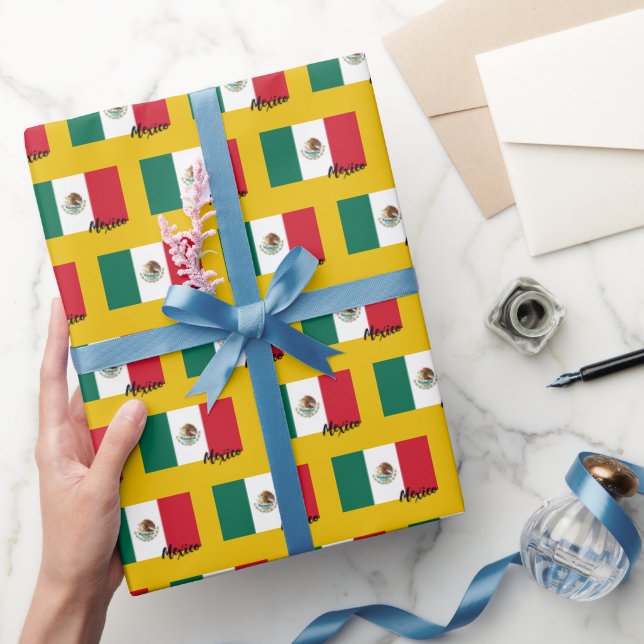 Mexico Wrapping Paper, Mexican Flag patriotic Wrapping Paper (Gifting)
