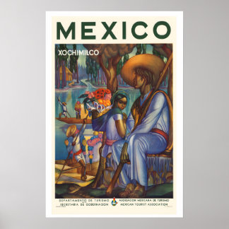 Mexico Xochimilco Rare Vintage Travel Poster