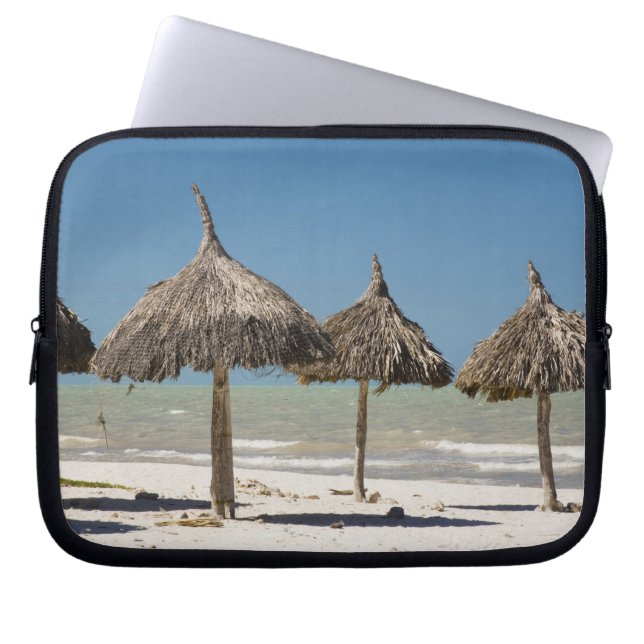 Mexico, Yucatan Peninsula, Progreso. Thatch Laptop Sleeve (Front)