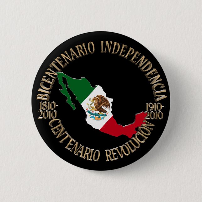 Mexico's Bicentennial & Centennial Celebration 6 Cm Round Badge (Front)