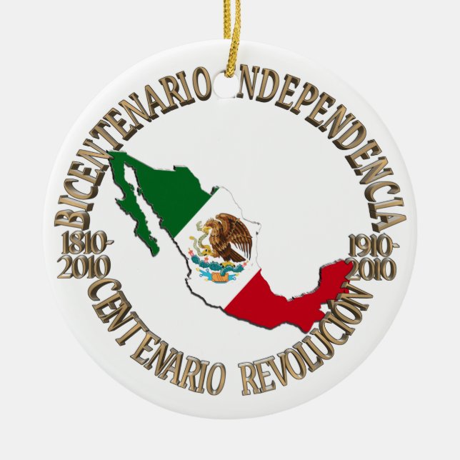 Mexico's Bicentennial & Centennial Celebration Ceramic Tree Decoration (Front)