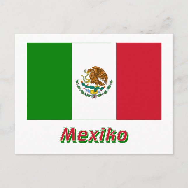 Mexiko Flagge mit Namen Postcard (Front)