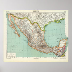 Mexique - Map of Mexico Poster