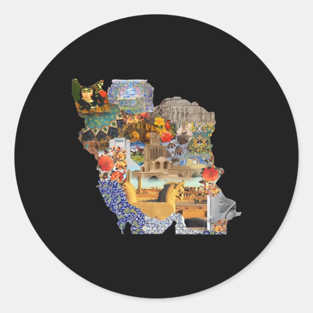 Meydan Shahyad Meydan Azadi Iran Map Persian Map Classic Round Sticker (Front)