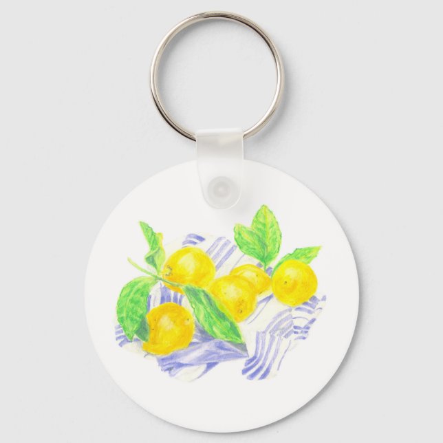 Meyer lemons on kitchen towel key ring (Front)