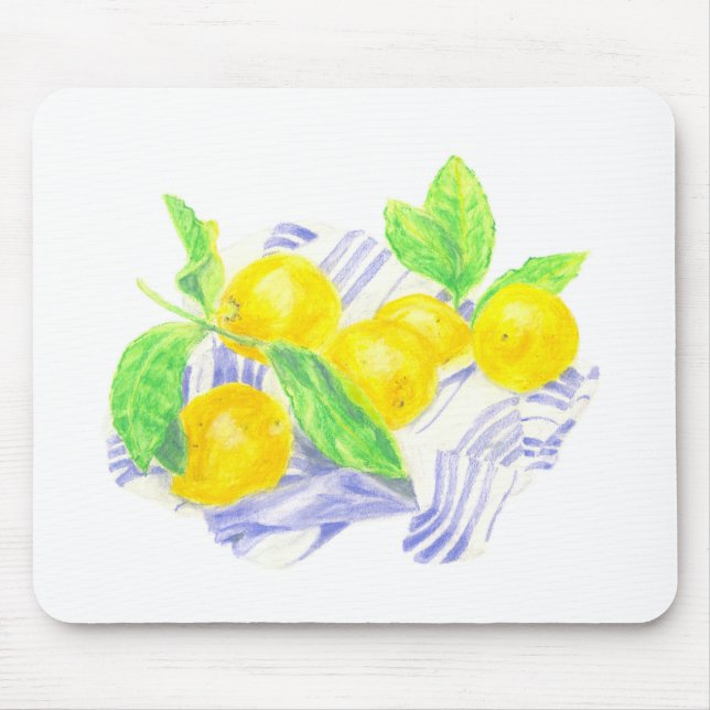Meyer lemons on kitchen towel mouse pad (Front)