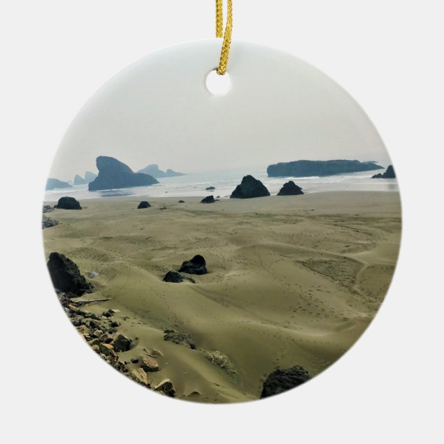 Meyers Beach North, Gold Beach, Oregon Ceramic Tree Decoration (Front)